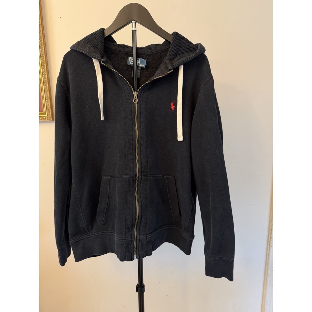 Polo Ralph Lauren Waffle Knit Black Red Pony Logo Hoodie